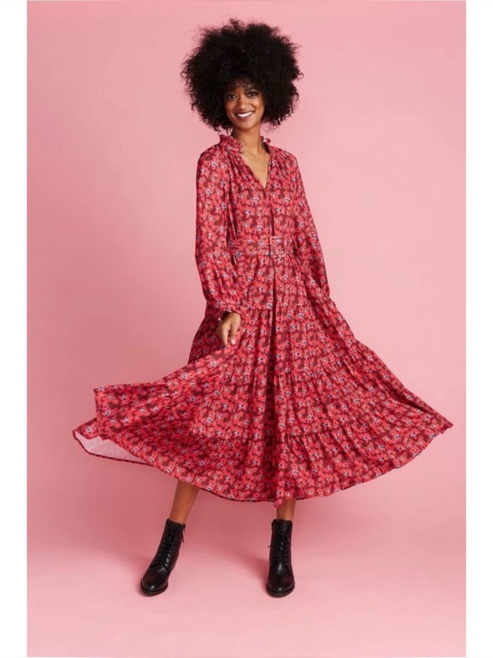 Crosby by Mollie Burch Pink Floral Mimi Dress in Verbena Size L